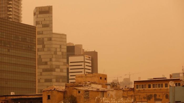 На Израиль обрушилась пыльная буря. погода. израиль, факты